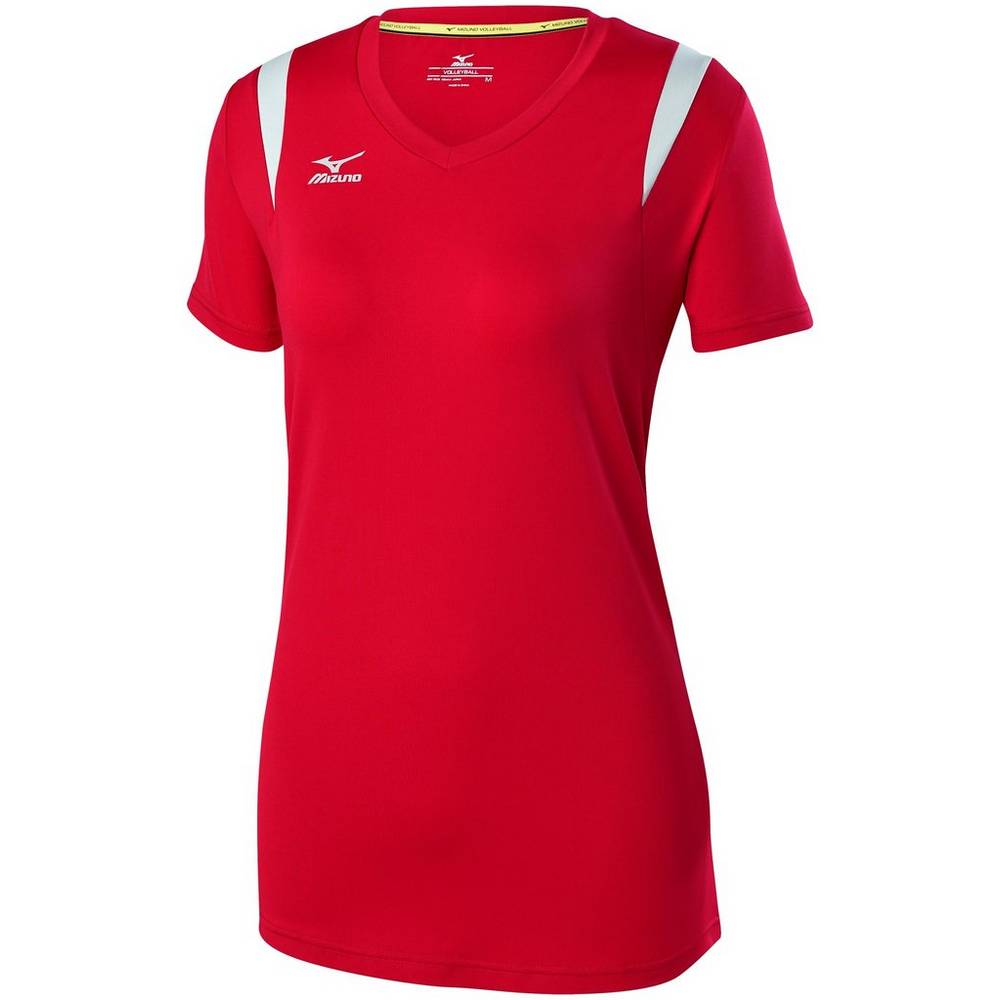 Womens Mizuno Balboa 5.0 Long Sleeve Volleyball Jersey Red/Silver/Grey Philippines (AHJUOF725)